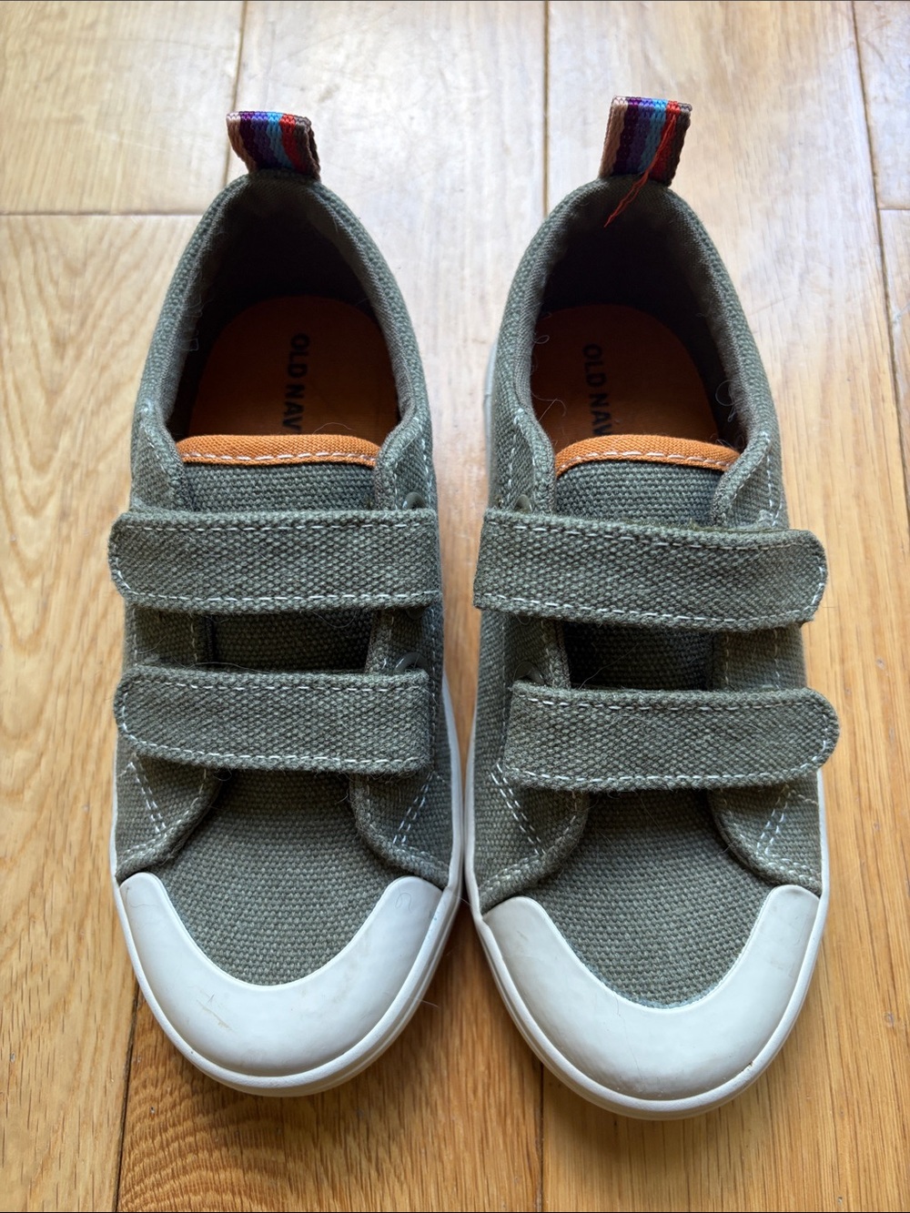 Old Navy Olive Green Canvas Kids Sneakers with White Toe